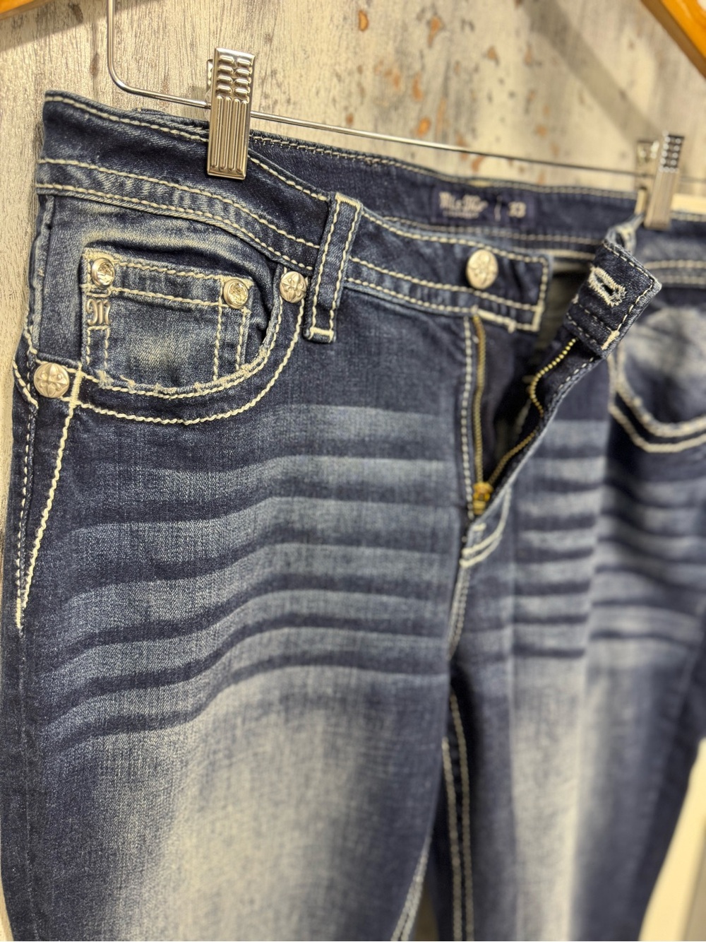 Miss Me Mid-Rise Bootcut Size 33x34 M3974B DK Blue ~NWT - Picture 6 of 9